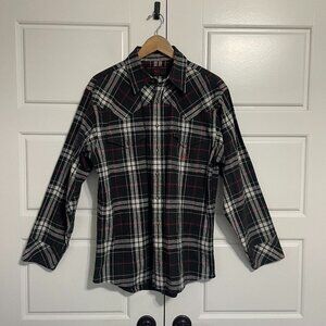 Dodge Ram Shirt Mens Large Black Plaid Long Sleeve Button Up Pockets